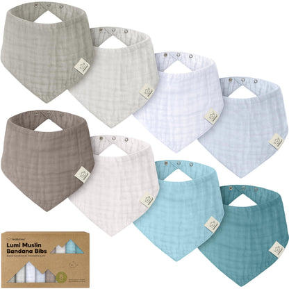 8-Pack Muslin Baby Bibs for Drooling, Teething Bandana Bibs 0-36M (Mirage)