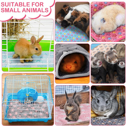 Newwiee 20 Pcs Waterproof Small Pet Fleece Blanket Bulk Washable Small Animal Cage Bedding Guinea Pig Puppy Dog Cat Pee Pad Liner Accessories(Assorted,18 x 13 Inch)