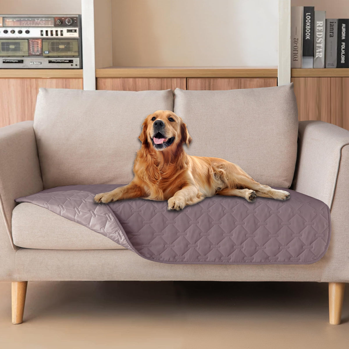 gogobunny Waterproof Pet Blanket for Bed, Washable Couch Cover for Dog Cat