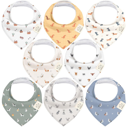 KeaBabies 8pk Organic Baby Bandana Bibs for Drooling Teething, Pets & Paws