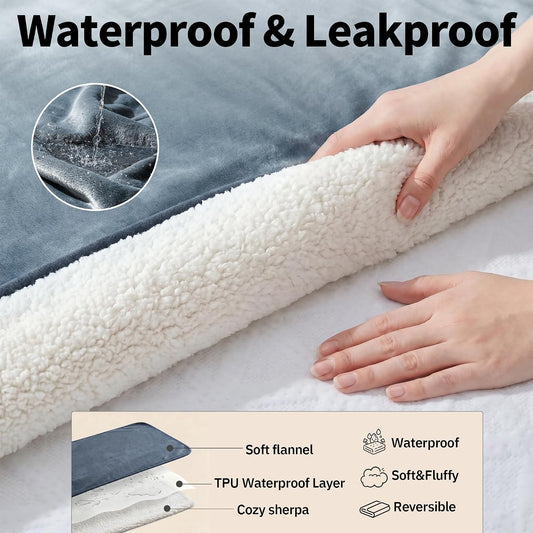 Sunheir Waterproof Blanket for Couch Bed, Soft Pet Blanket Leakproof, Grey