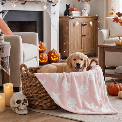 Horaldaily Black Ghost Shape 3D Textured Pets Blanket 30x40