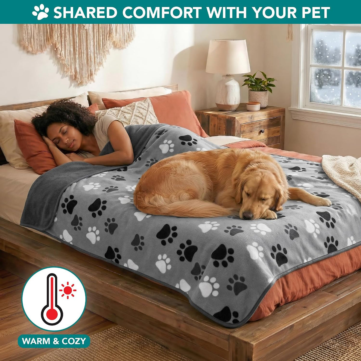 PetAmi Waterproof Dog Blanket, Leakproof Pee Proof Cat Blanket, 40x60 Paw