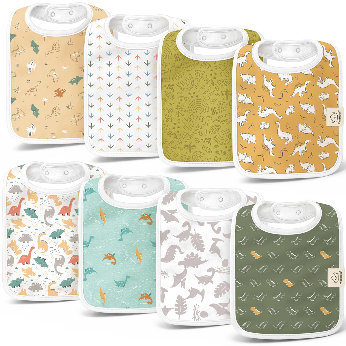 KeaBabies 8-Pack Organic Baby Bibs for Boys, Girls Drool Bibs (Dew)