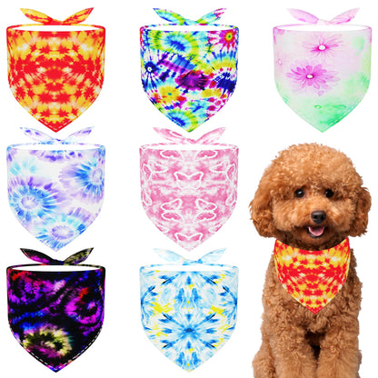 Paisley Dog Bandanas Bulk for Medium Dogs Sewn Edge 7 Pack M