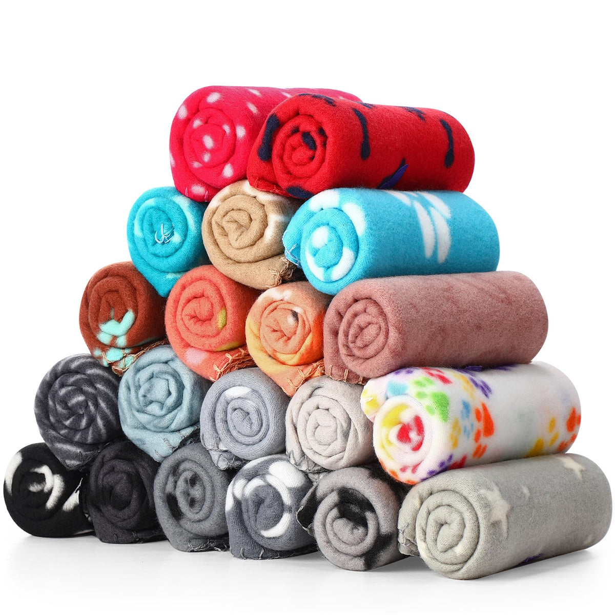 Eccliy 20 Pcs Puppy Blanket Fleece Pet Dog Throw, Paw, 28 x 24 Inch