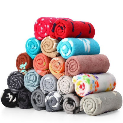 Eccliy 20 Pcs Puppy Blanket Fleece Pet Dog Throw, Paw, 28 x 24 Inch