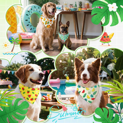 Abbylike 100 Pcs Summer Hawaiian Dog Bandanas Bulk, Tropical Fruits