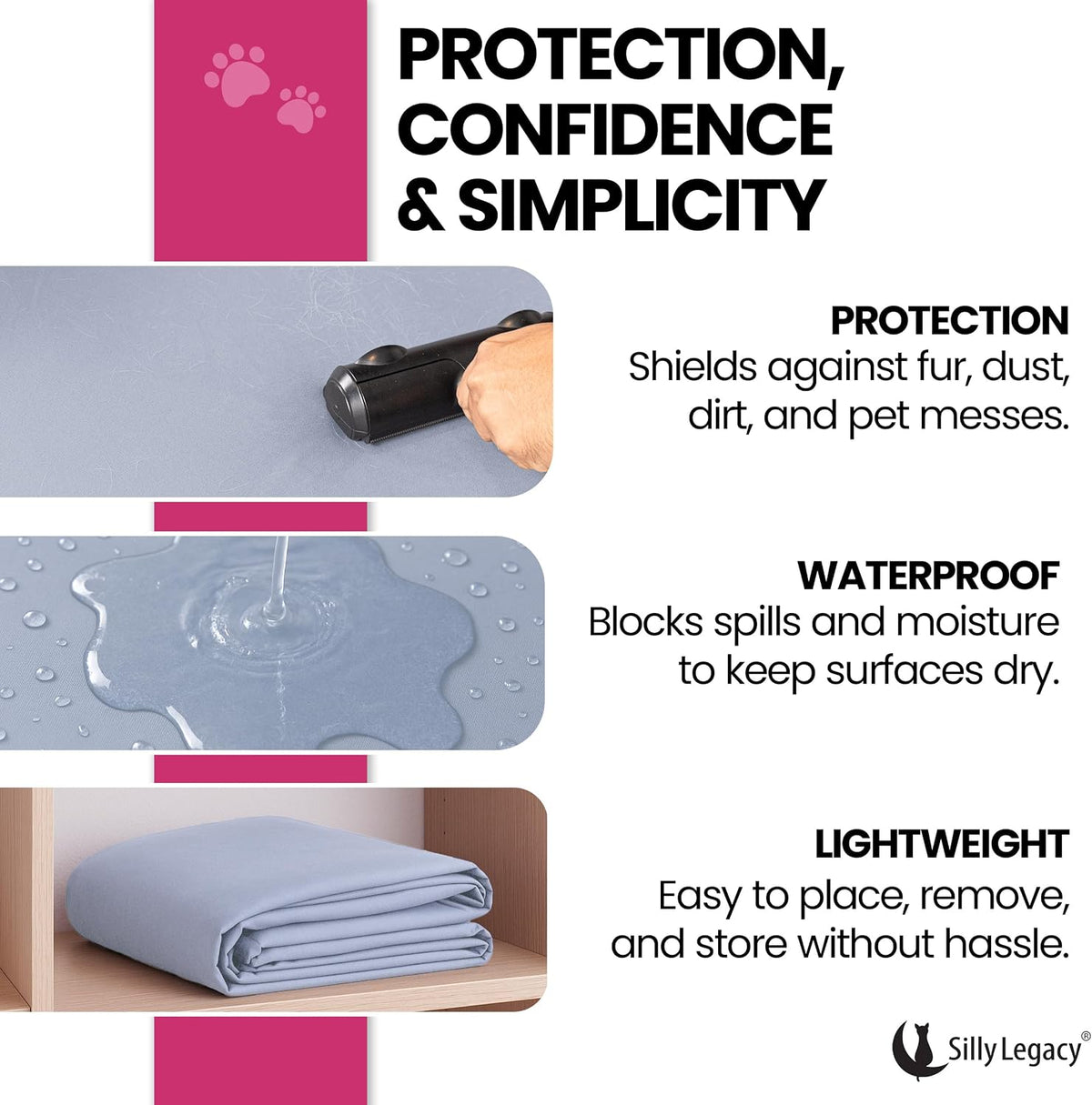 Thin Reversible Waterproof Protective Bed Cover (King Size, 100 x 96 inch), for Pets, Babies; Incontinence, Dirt, Drool