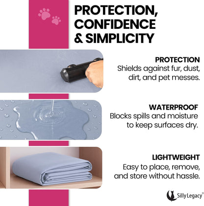 Thin Reversible Waterproof Protective Bed Cover (King Size, 100 x 96 inch), for Pets, Babies; Incontinence, Dirt, Drool