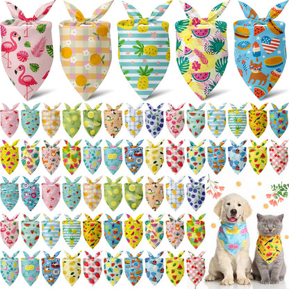 Sanwuta 60 Pcs Christmas Dog Bandanas Bulk Xmas Pet Bib Scarf, Santa Medium