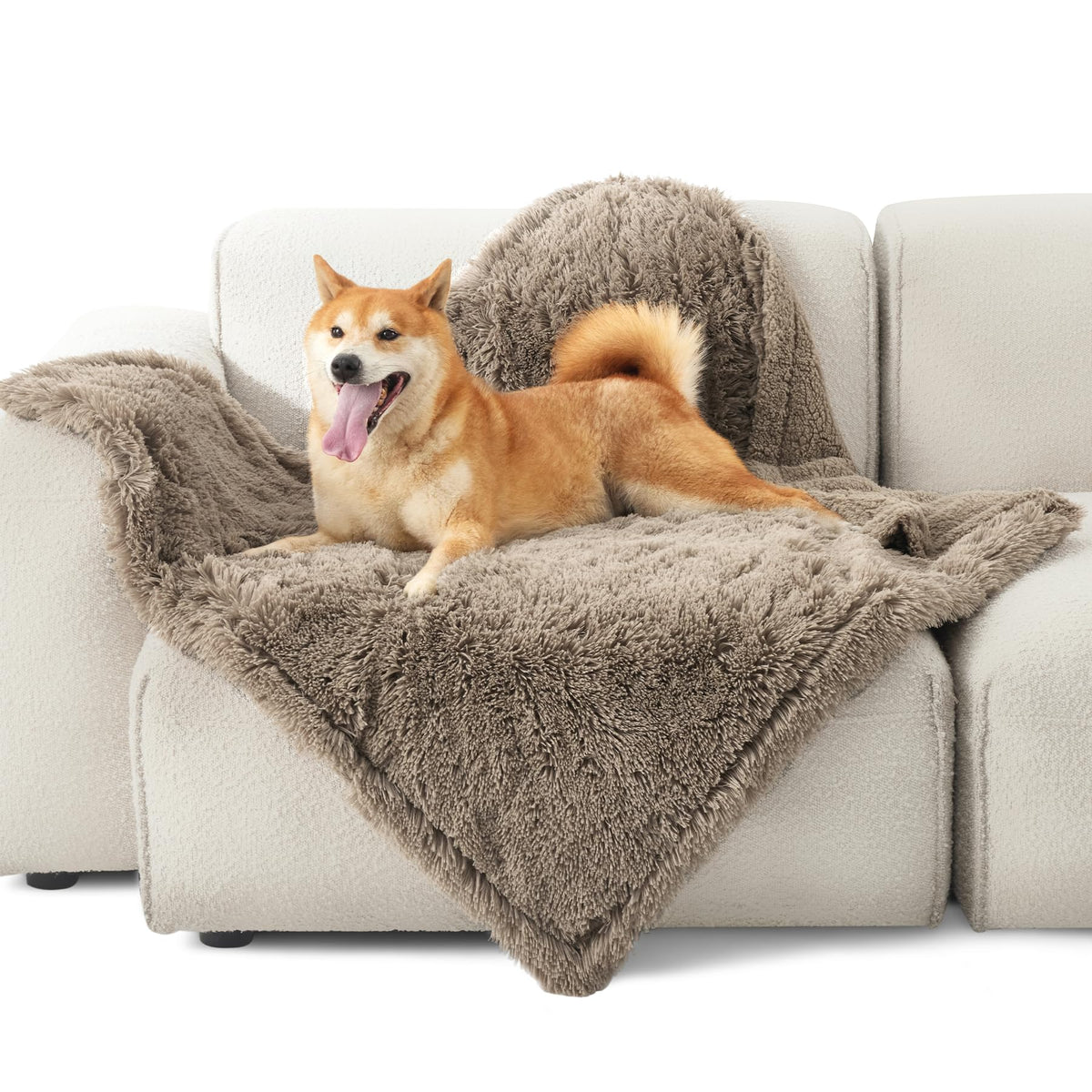Bedsure Waterproof Dog Blankets for Large Dogs, Fluffy Faux Fur, 60×80"