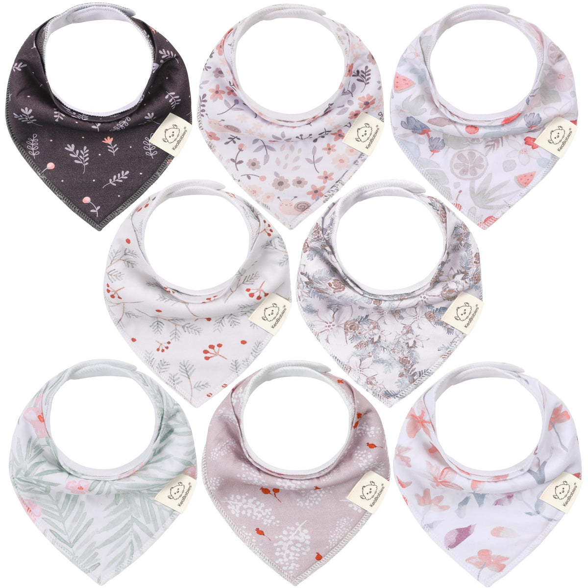 KeaBabies 8pk Organic Baby Bandana Bibs for Drooling Teething, Pets & Paws