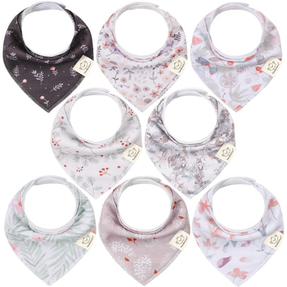 KeaBabies 8pk Organic Baby Bandana Bibs for Drooling Teething, Pets & Paws