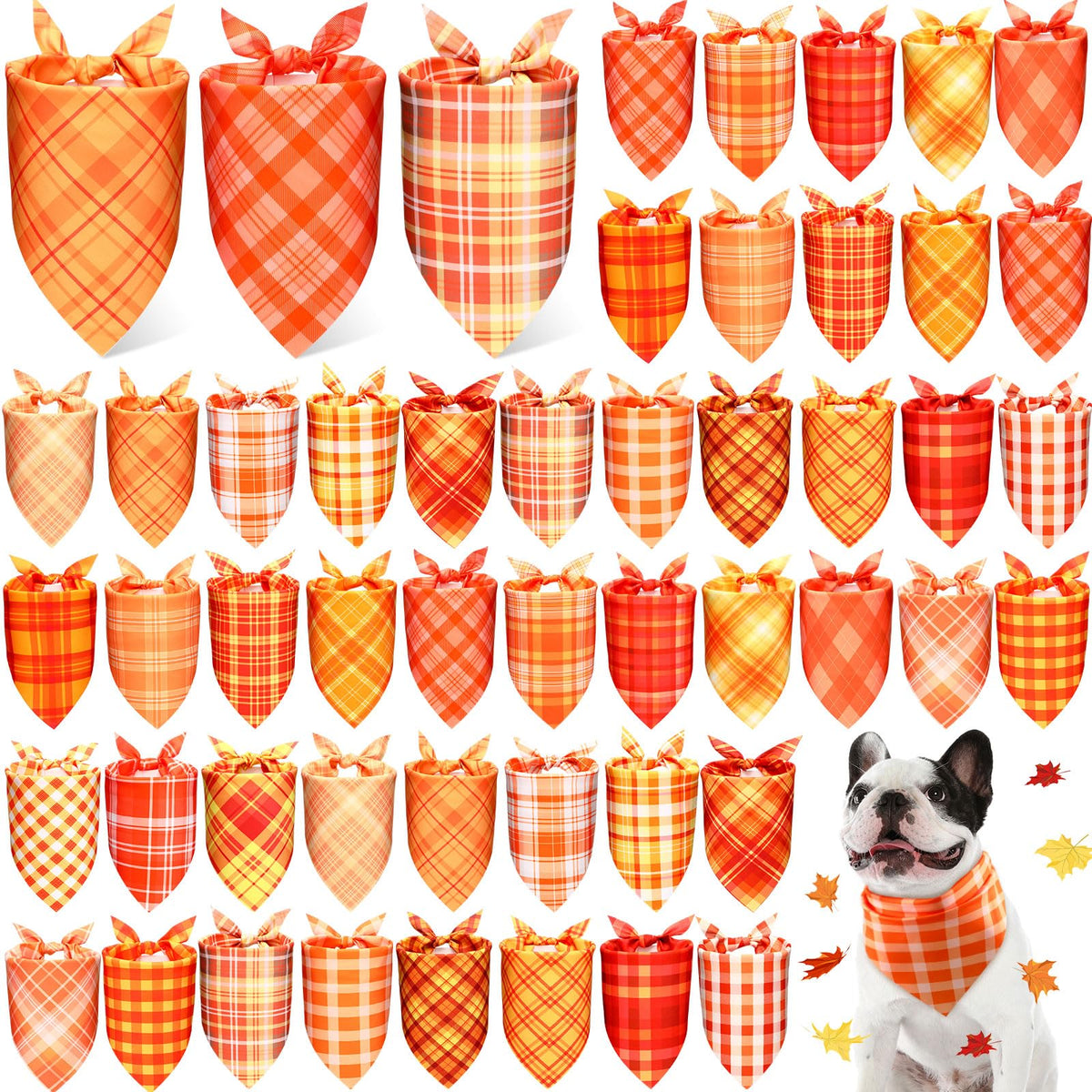 Abbylike 50 Pcs Halloween Dog Bandanas Bulk, Pumpkin Ghost Bat Skull