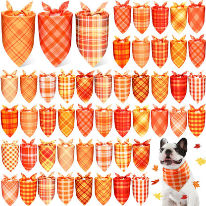Abbylike 50 Pcs Halloween Dog Bandanas Bulk, Pumpkin Ghost Bat Skull