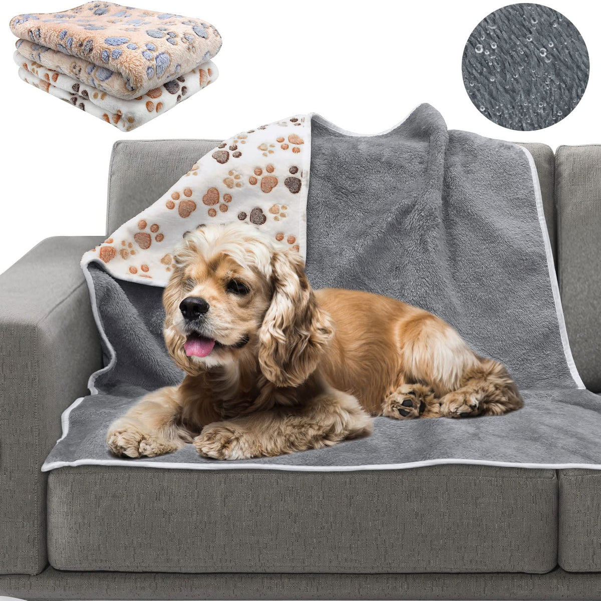 YUEPET 2 Pack Puppy Waterproof Blankets for Small Dogs, Dog Blanket 23"x16"