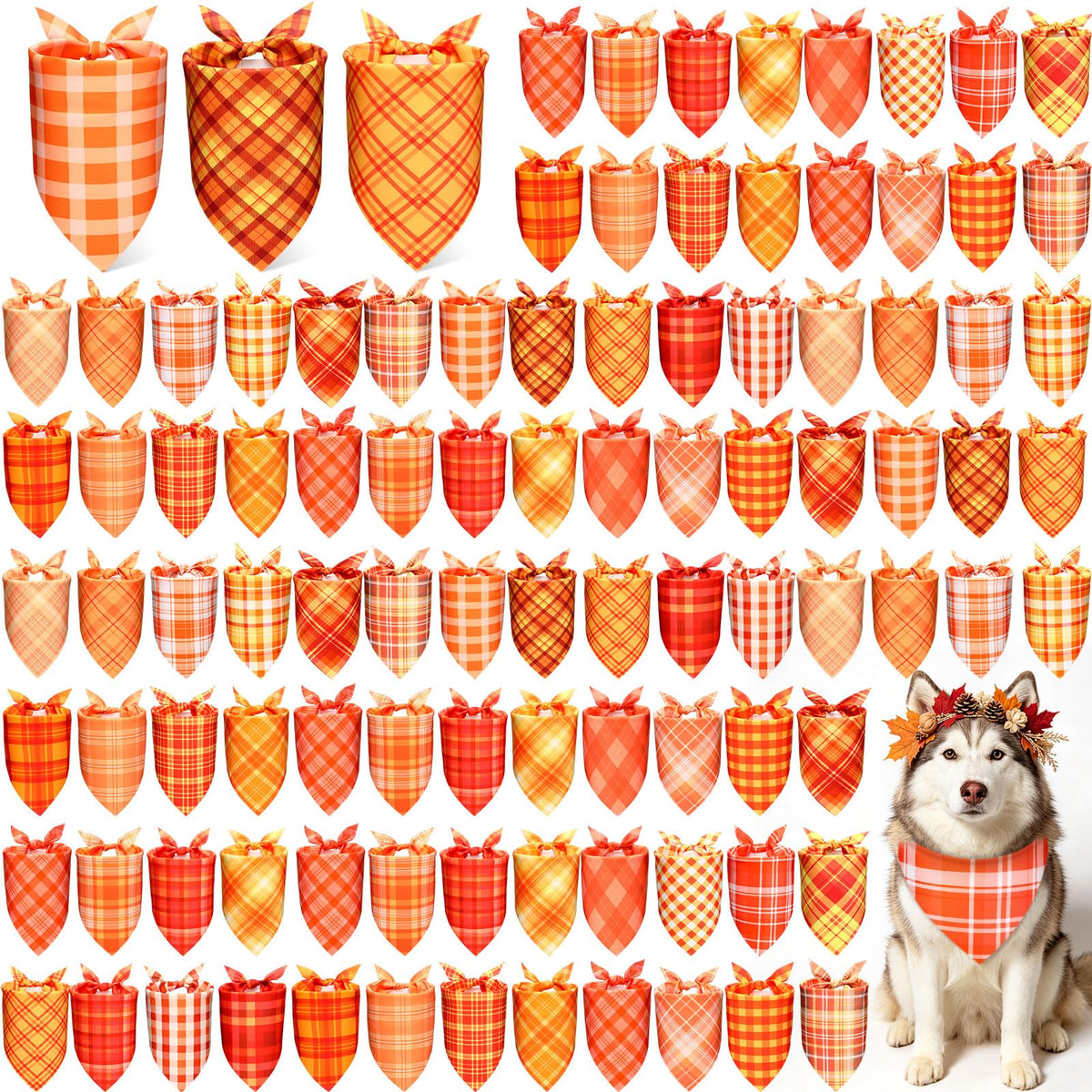 Abbylike 100 Pcs Halloween Dog Bandanas Bulk Cute Dog Paw Prints Pattern