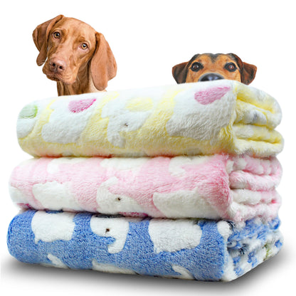 Dog Blankets for Medium Large Dogs, Cute Paw Pattern Washable 41" x 31"