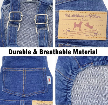 Dog Overalls for Medium Dogs Outfit French Bulldog Clothes Denim Dog Jeans