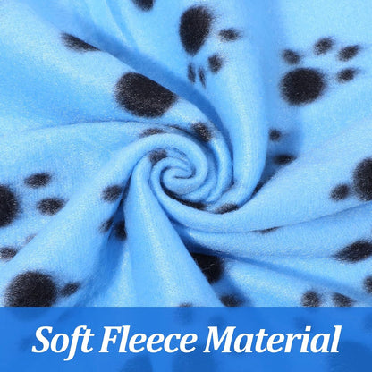 12 Pcs Puppy Blanket Warm Felt Throw Sleep Mat, 28.3 x 24 Inch Soft Fluffy Fleece Pet Blankets with Paw Print for Dogs Cats Small Animals