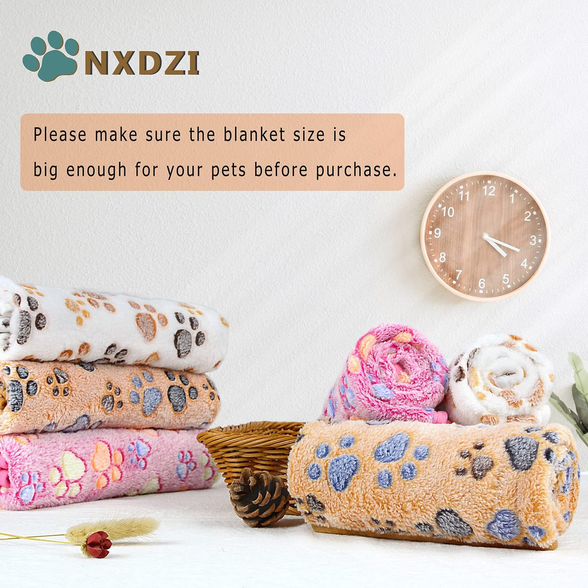 Dog Blankets for Medium Large Dogs, Cute Paw Pattern Washable 41" x 31"
