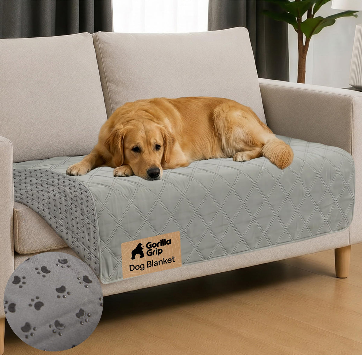 GORILLA GRIP® Waterproof Dog Blanket, Couch Cover for Dogs, 82x102 Charcoal