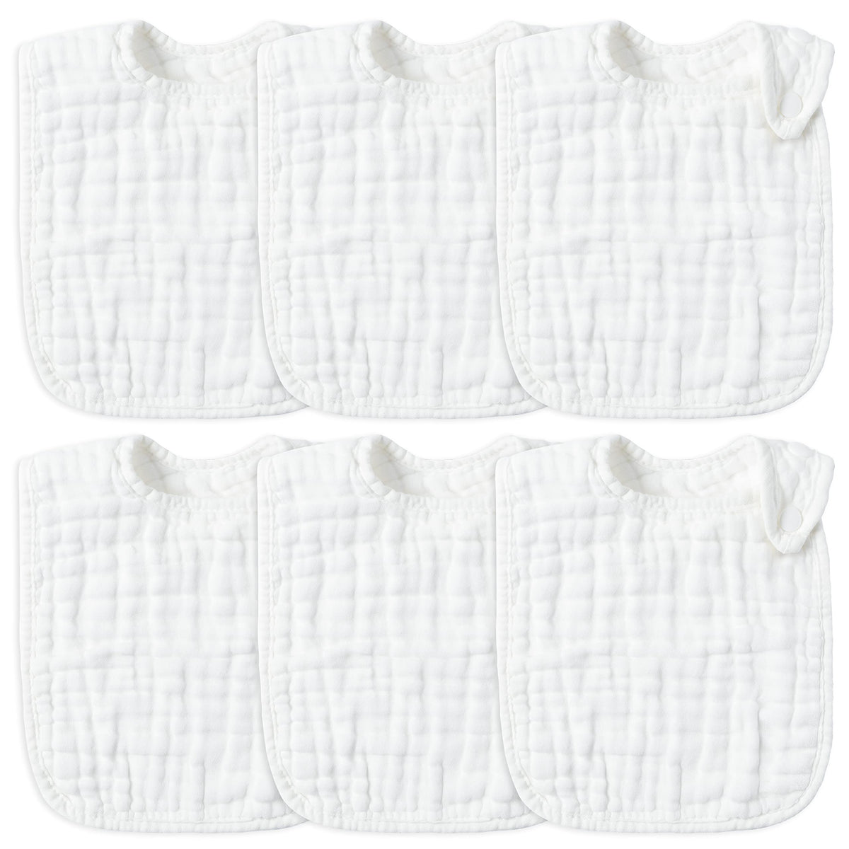 Zainpe 6Pcs Snap Muslin Cotton Baby Bibs