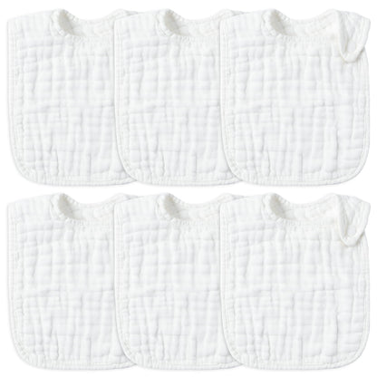 Zainpe 6Pcs Snap Muslin Cotton Baby Bibs