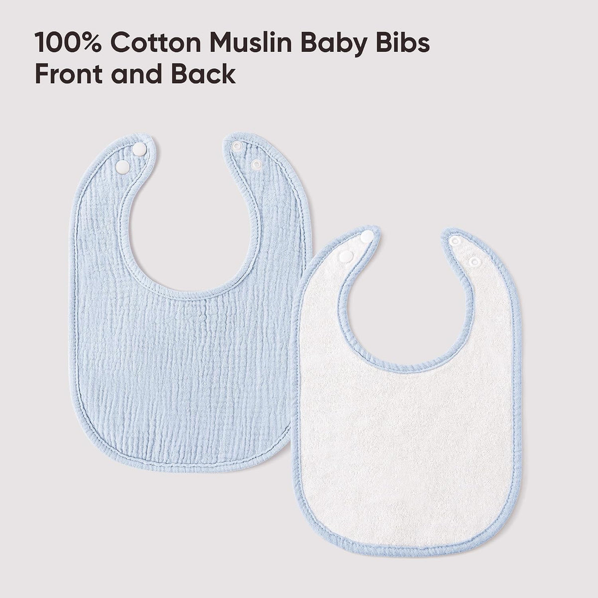 Bearmoss 100% Cotton 10 Pack Muslin Baby Bibs for Drooling and Teething