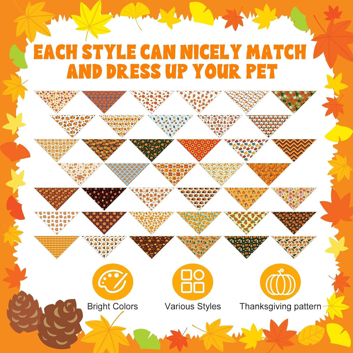 Aliceset 240 Pcs Thanksgiving Fall Leaves Dog Bandanas Bulk