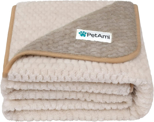 PetAmi Waterproof Dog Blanket, Leakproof Pet Throw, Twin 60x80 Taupe Beige