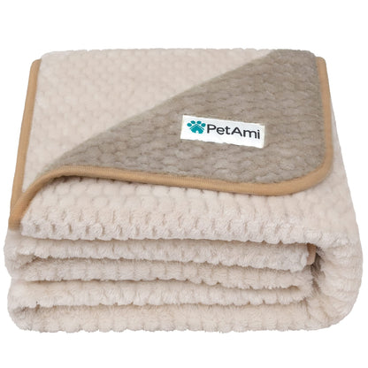 PetAmi Waterproof Dog Blanket, Leakproof Pet Throw, Twin 60x80 Taupe Beige