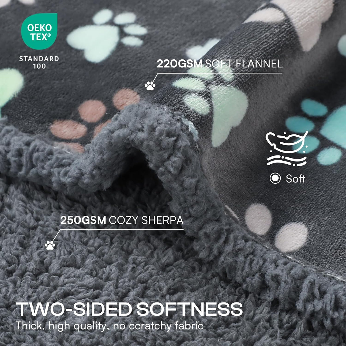 Luciphia Waterproof Dog Blanket Reversible Sherpa Fleece for Small Dogs Cat