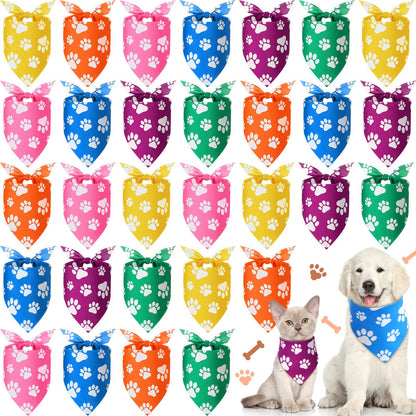 Sanwuta 60 Pcs Paw Print Dog Bandanas Bulk, National Dog Day Party