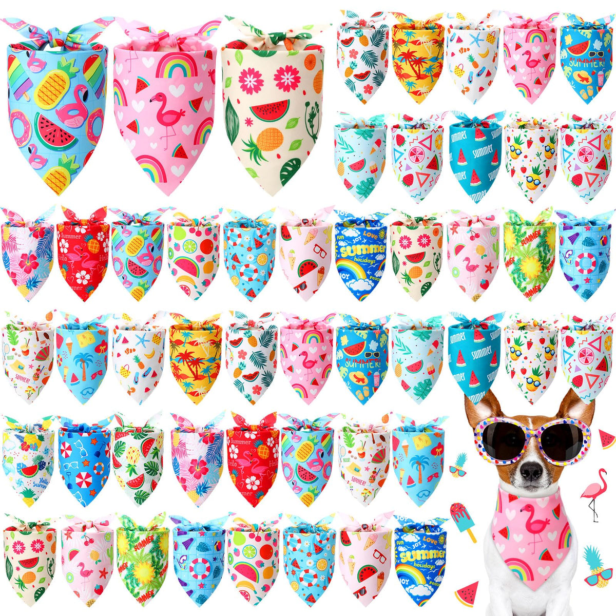 Preboun 50 Pcs Fall Dog Bandanas Bulk, Autumn Pumpkin Maple Leaves Pattern