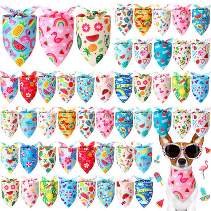 Preboun 50 Pcs Fall Dog Bandanas Bulk, Autumn Pumpkin Maple Leaves Pattern