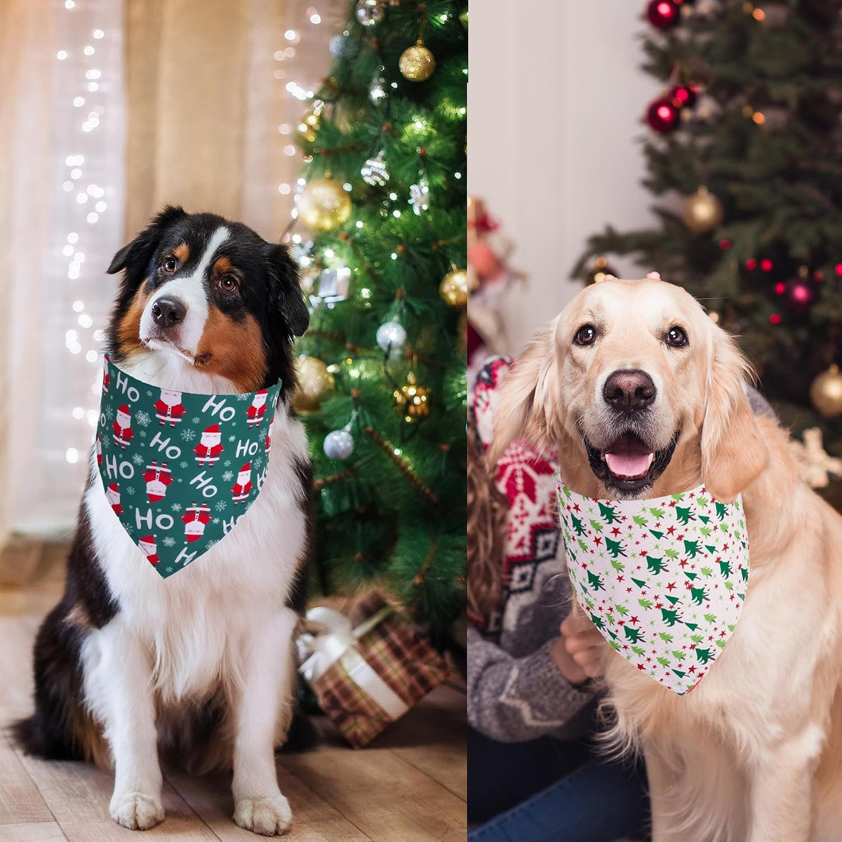 ADOGGYGO 4 Pack Dog Bandana Christmas Pet Scarf Triangle Bibs Kerchief Set Pet Christmas Costume Accessories Decoration for Large and X-Large Dogs (X-Large)
