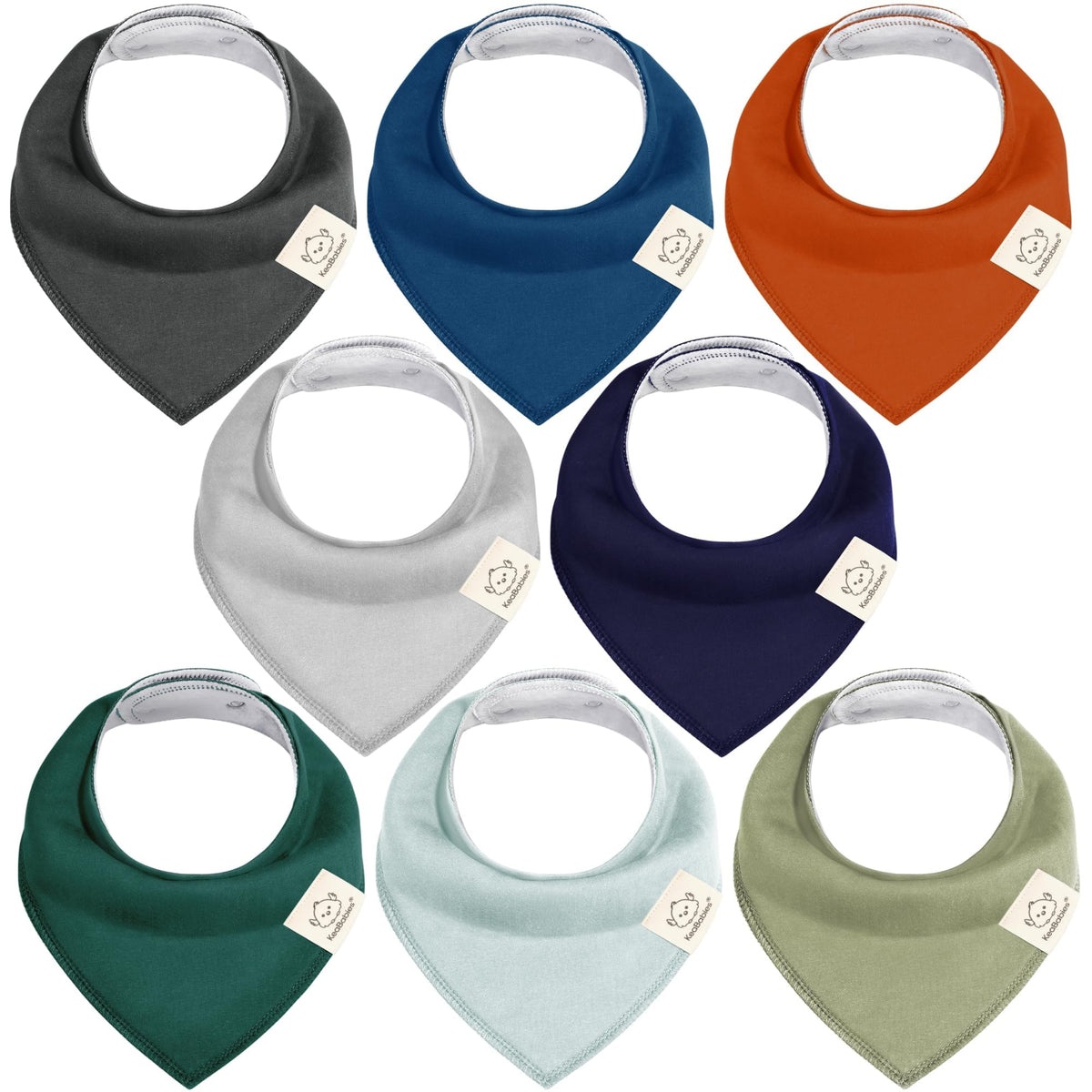 KeaBabies 8pk Organic Baby Bandana Bibs for Drooling Teething, Pets & Paws