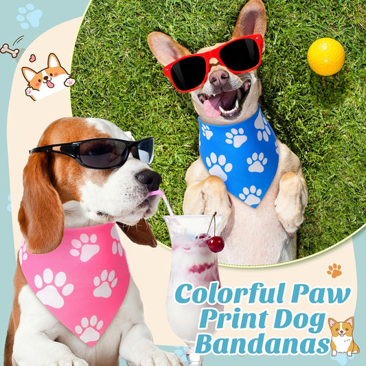 Sanwuta 60 Pcs Paw Print Dog Bandanas Bulk, National Dog Day Party