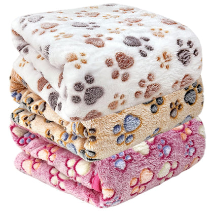 Dog Blankets for Medium Large Dogs, Cute Paw Pattern Washable 41" x 31"