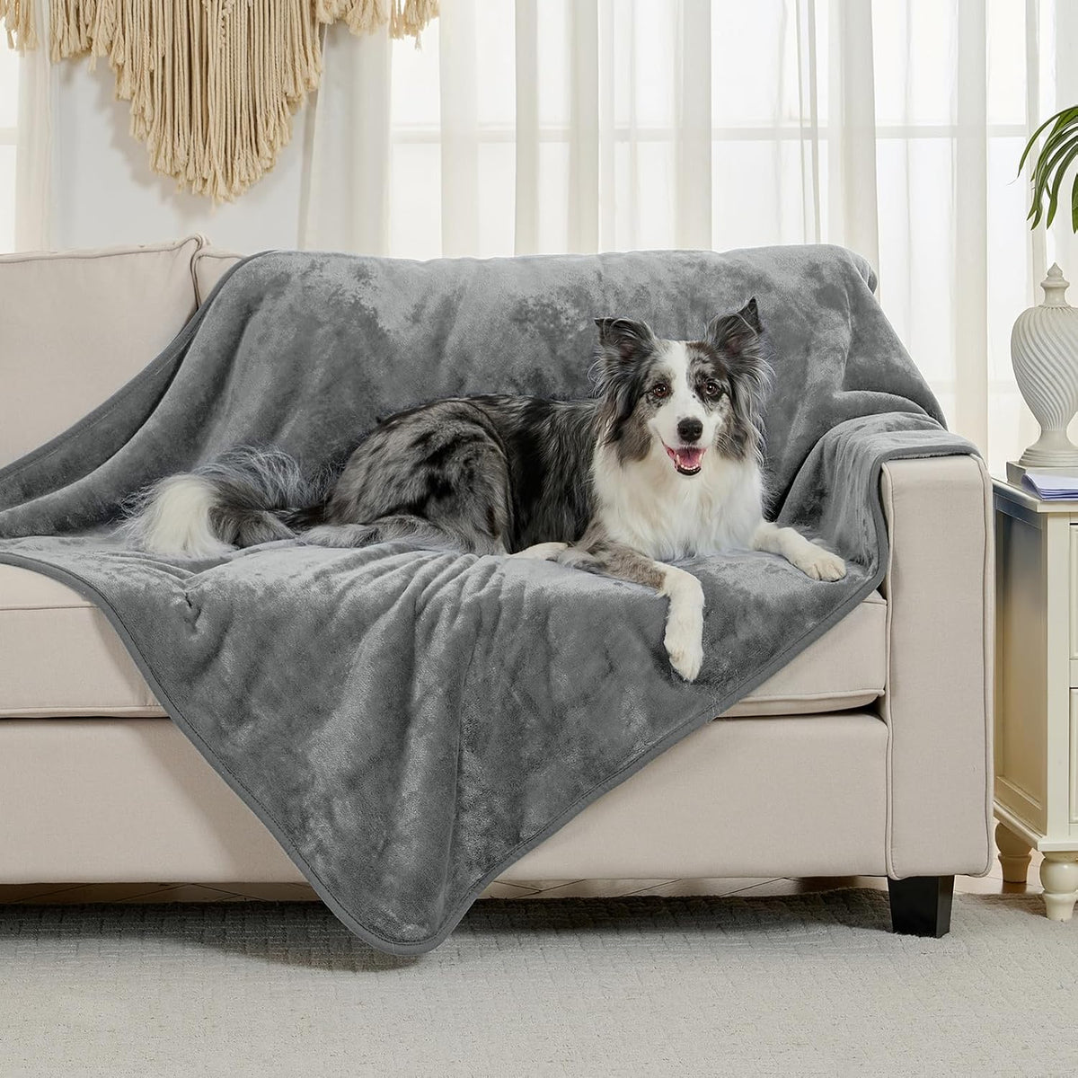 Soft Waterproof Blanket for Bed Couch Sofa, Grey, 50x60 inches