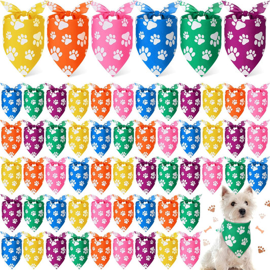 Sanwuta 60 Pcs Paw Print Dog Bandanas Bulk, National Dog Day Party
