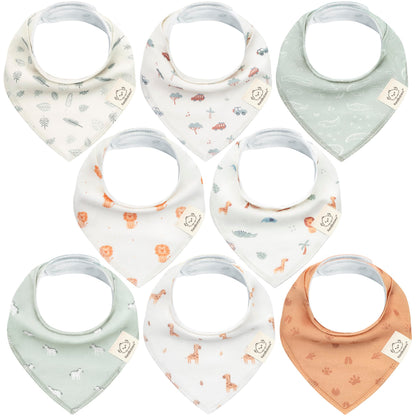 KeaBabies 8pk Organic Baby Bandana Bibs for Drooling Teething, Pets & Paws