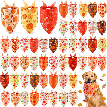 Abbylike 50 Pcs Halloween Dog Bandanas Bulk, Pumpkin Ghost Bat Skull