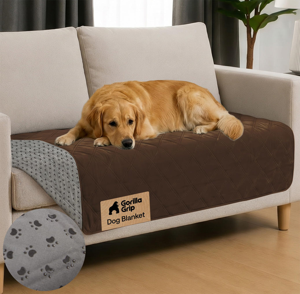 GORILLA GRIP® Waterproof Dog Blanket, Couch Cover for Dogs, 82x102 Charcoal