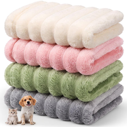Irenare 4 Pack Fleece Pet Blanket for Small Dog Cat Cage Pad, 16 x 23 Inch