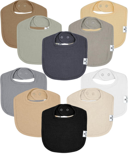 Diaper Squad 10-Pack Organic Cotton Baby Bibs for Baby Boy, Girl