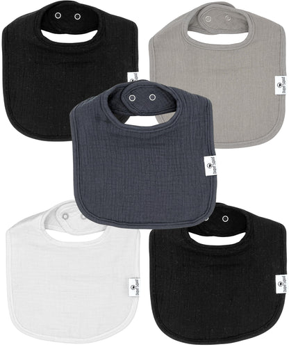 Diaper Squad 10-Pack Organic Cotton Baby Bibs for Baby Boy, Girl