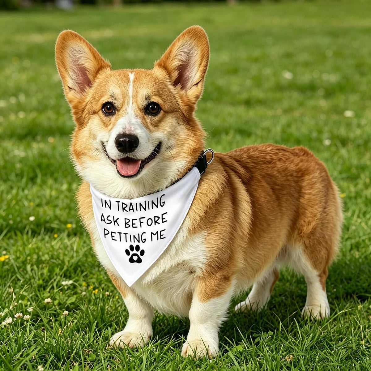 Funny Assistance Dog Bandana in Training Ask Before Petting Me Triangle Bibs Pet Scarf Gift for Dog (Ask Before Petting Me)